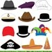 Hats Clipart Clip Art, Party Hat Top Hat Clipart Clip Art Vectors Photobooth Props - Commercial and Personal Use