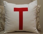 Jumbo Appliqué Single Letter Throw Pillow Cover--Red
