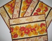 Poppy Place Mats Quilted Set of 4 fabric from Wilmington Prints