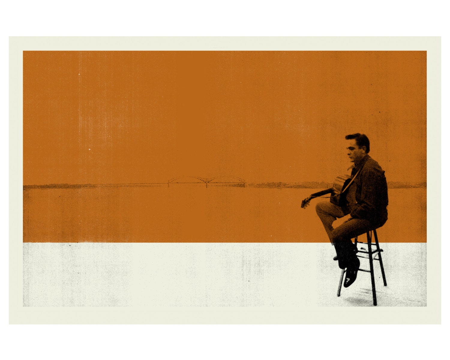 MEMPHIS CASH - Johnny Cash 30 x 20 Handprinted Silkscreen Art Print, Modern Poster, Retro Home