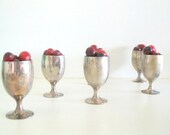 Vintage Set of Silver Pewter EPNS Cordial Goblets