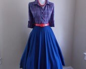VINTAGE  1960s Navy Blue Accordion Style Lucy Pinup Pleated Full Skirt