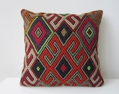 Handwoven Turkish Rug Pillow Cover, Decorative Pillows, Accent Pillow, Throw Pillow,  Kilim Pillow Cover, Vintage Pillow, Lumbar Pillow