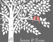 Guest Book Tree Personalized Wedding Print - 16x20-150 Signature Keepsake Guestbook Poster