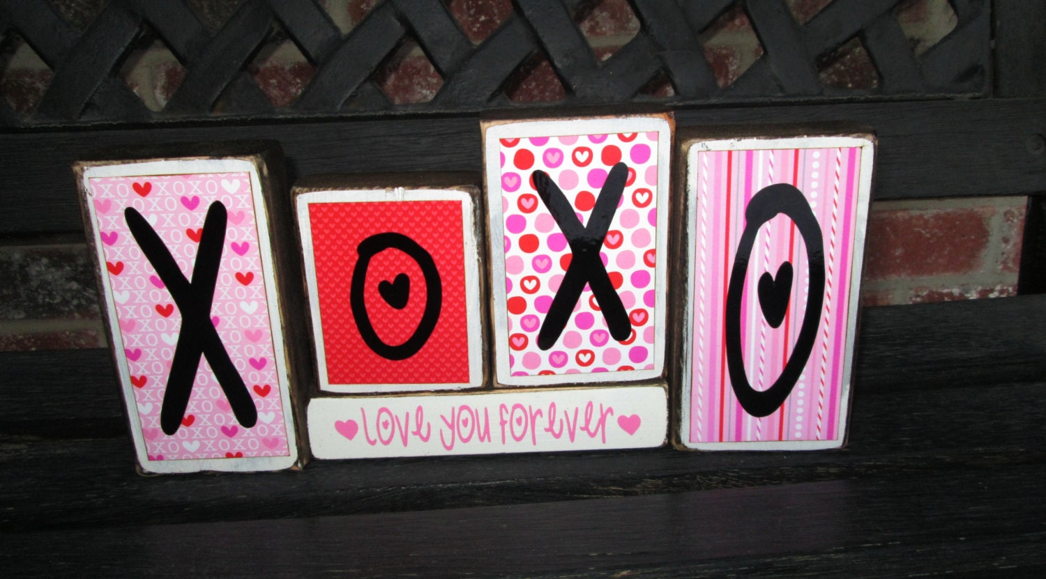 valentine's wood blocks-xoxo love you forever