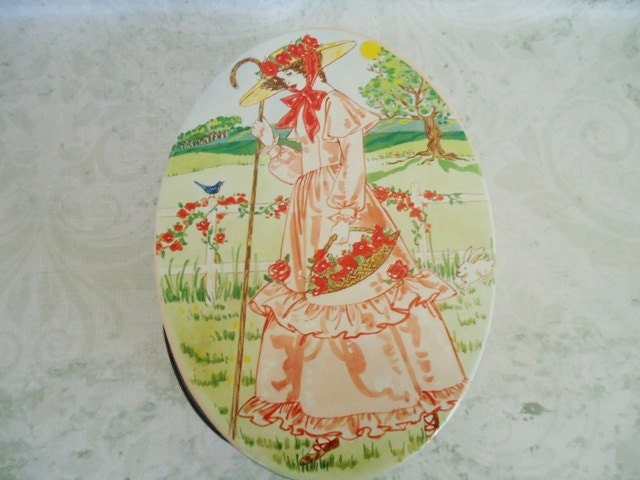 Little Bo Peep Cookie Tin - Vintage Storage Tin - Tin Storage Basket - Little Bo Peep Canister