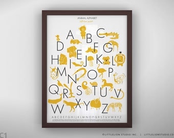 Animal alphabet poster wall art for children's playroom decor fun learning tools - Unframed 11 3/4  x 15 3/4" -  Animal Alphabet Poster