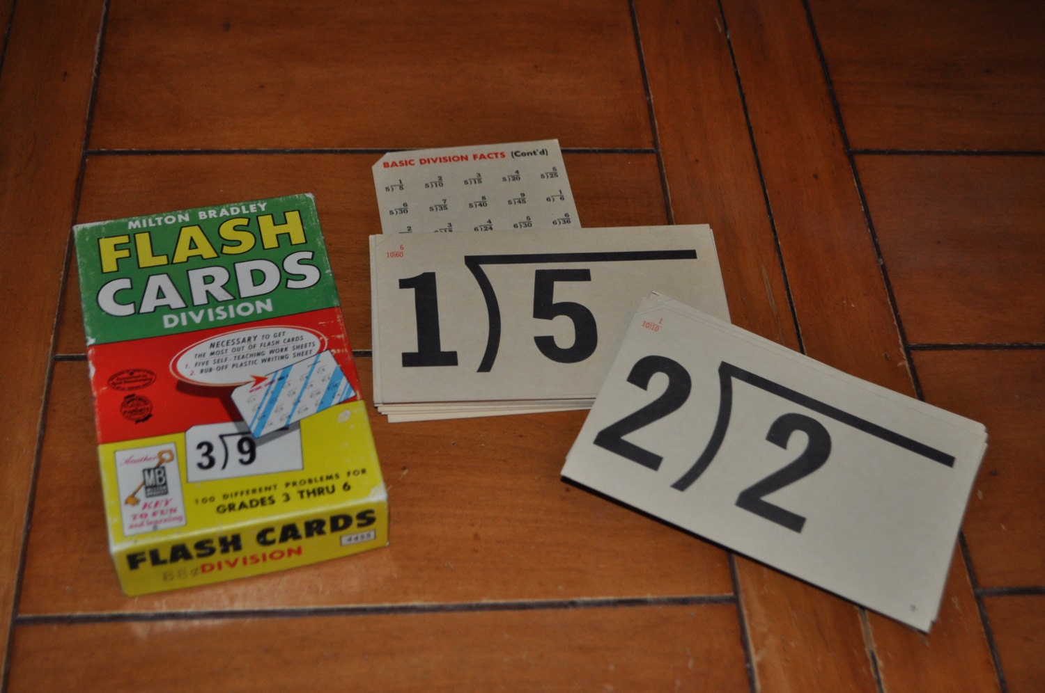Vintage 1963 Flashcard Set 0f 50 intact Milton Bradley Division homeschooling