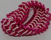 Pink and White Punk stretch chain mail bracelet