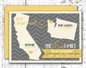 Map Moving Announcement - Personalized Flat Card Size A6 with Envelope (2 Pieces) - CUSTOMIZE Color & Content - Set of 25