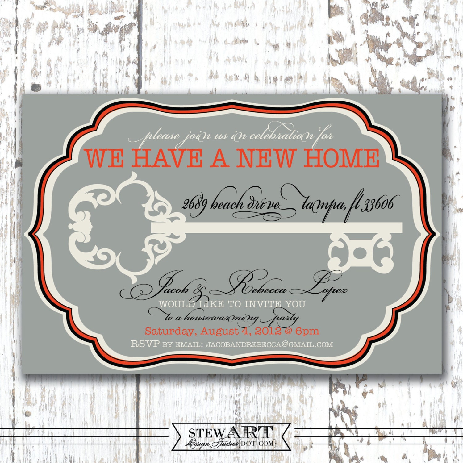 Personalized HOUSEWARMING PARTY INVITE Printable Digital Design - Vintage Key