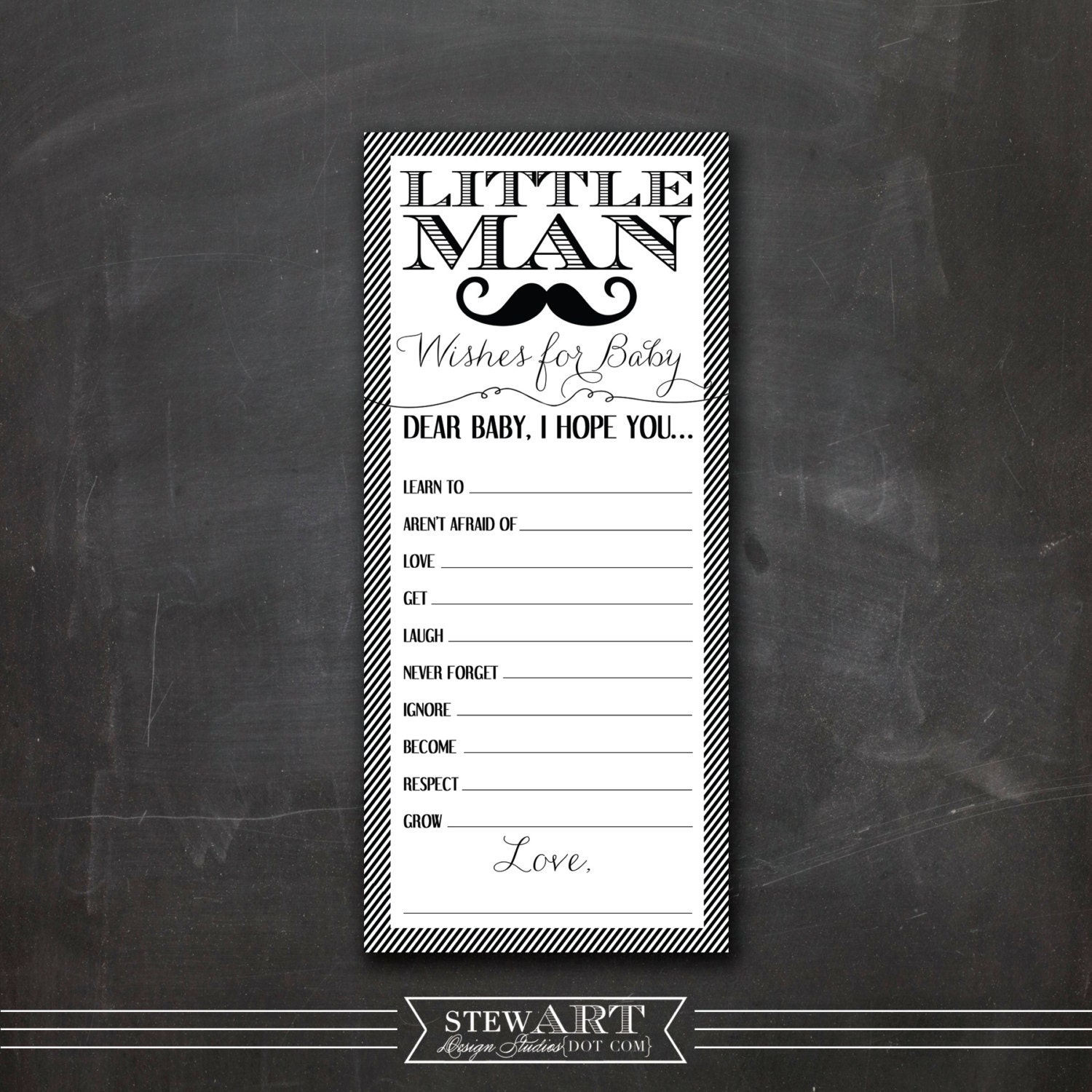 Direct Download Shower WISHES FOR BABY Printable Digital Design - Baby Boy - Little Man