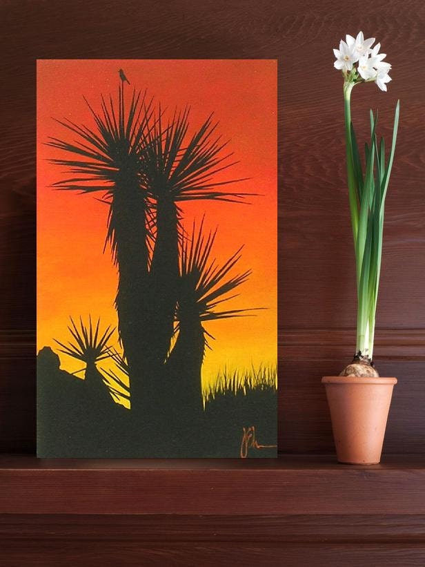 DESERT YUCCA Original Painting by Jack Schaar 9x14 Acrylic Home Decor