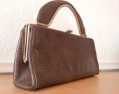 1960s Brown Handbag, Faux Snakeskin