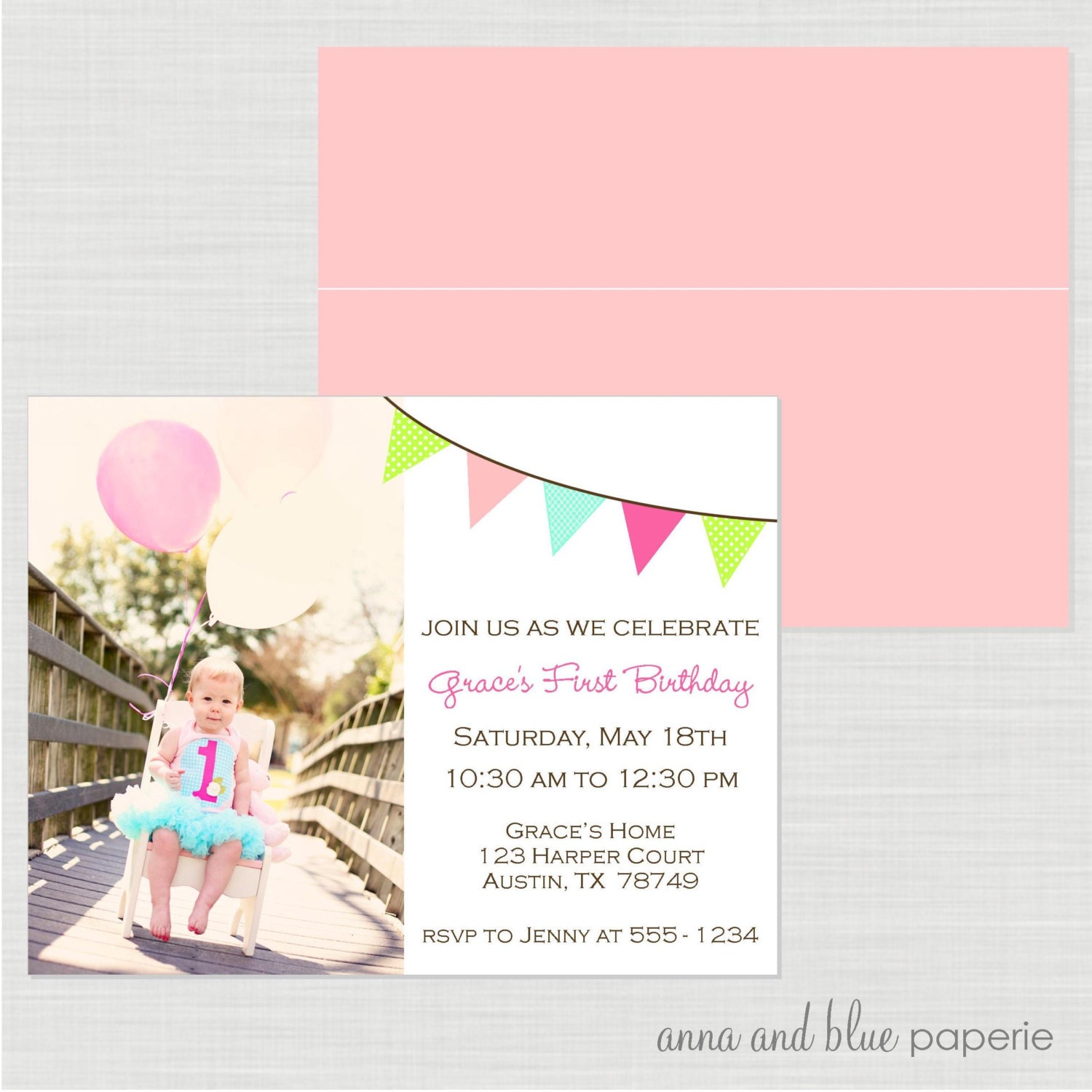 Custom Color Splash Photo Invitation - PRINTABLE diy invitation Birthday Party or Baby Shower by anna and blue paperie Il_170x135
