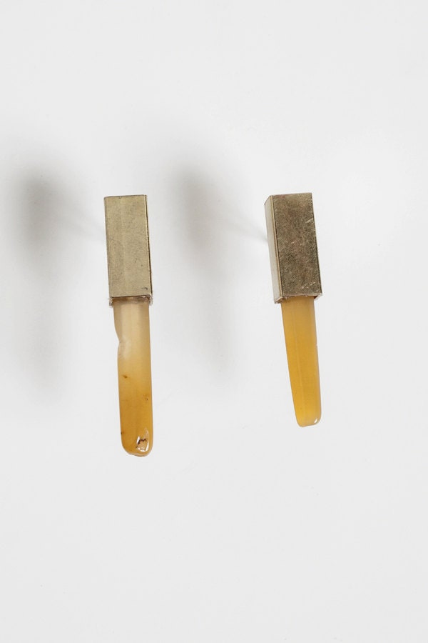 Yellow Agate Dagger Earrings