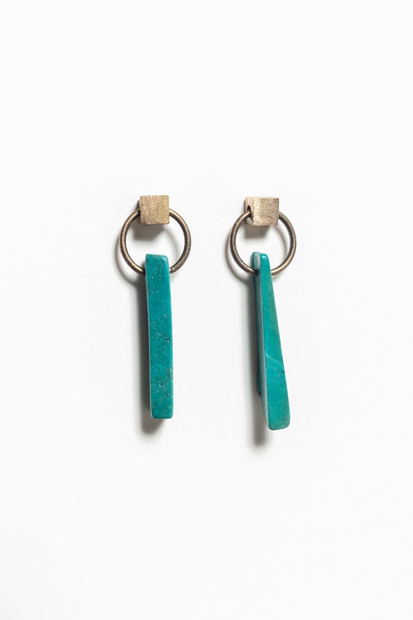 Turquoise Dagger Door Knocker Earrings