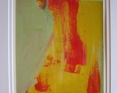 Abstract painting on paper no.77 by Kerry Steele double matted for 11x14 frame