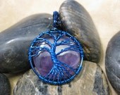 Tree of Life wire wrapped pendant with Amethyst stone