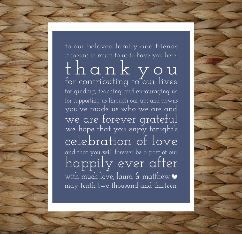 Custom Thank You Sign Wedding Date Important Date Print -  8x10 printed wall decor - original design by a drop of golden sun