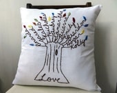 The Love Pillow Cover.  16 inch Pillow Cover.  Mothers Day.  Hand Embroidered.