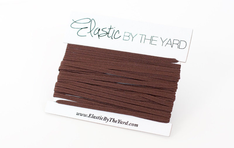 DARK BROWN Skinny Elastic for Baby Headbands 1/8 inch - 5 yards