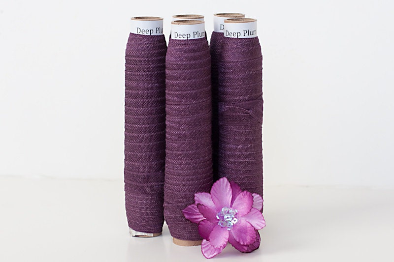 Deep Plum Fold Over Elastic for Baby Headbands - 5 Yards of 5/8 inch FOE