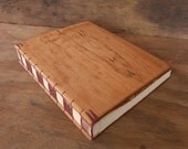 handmade large journal - elegant  - wedding guest book  unique cherry wood book - natural red  book red orange rust yellow - ready to ship