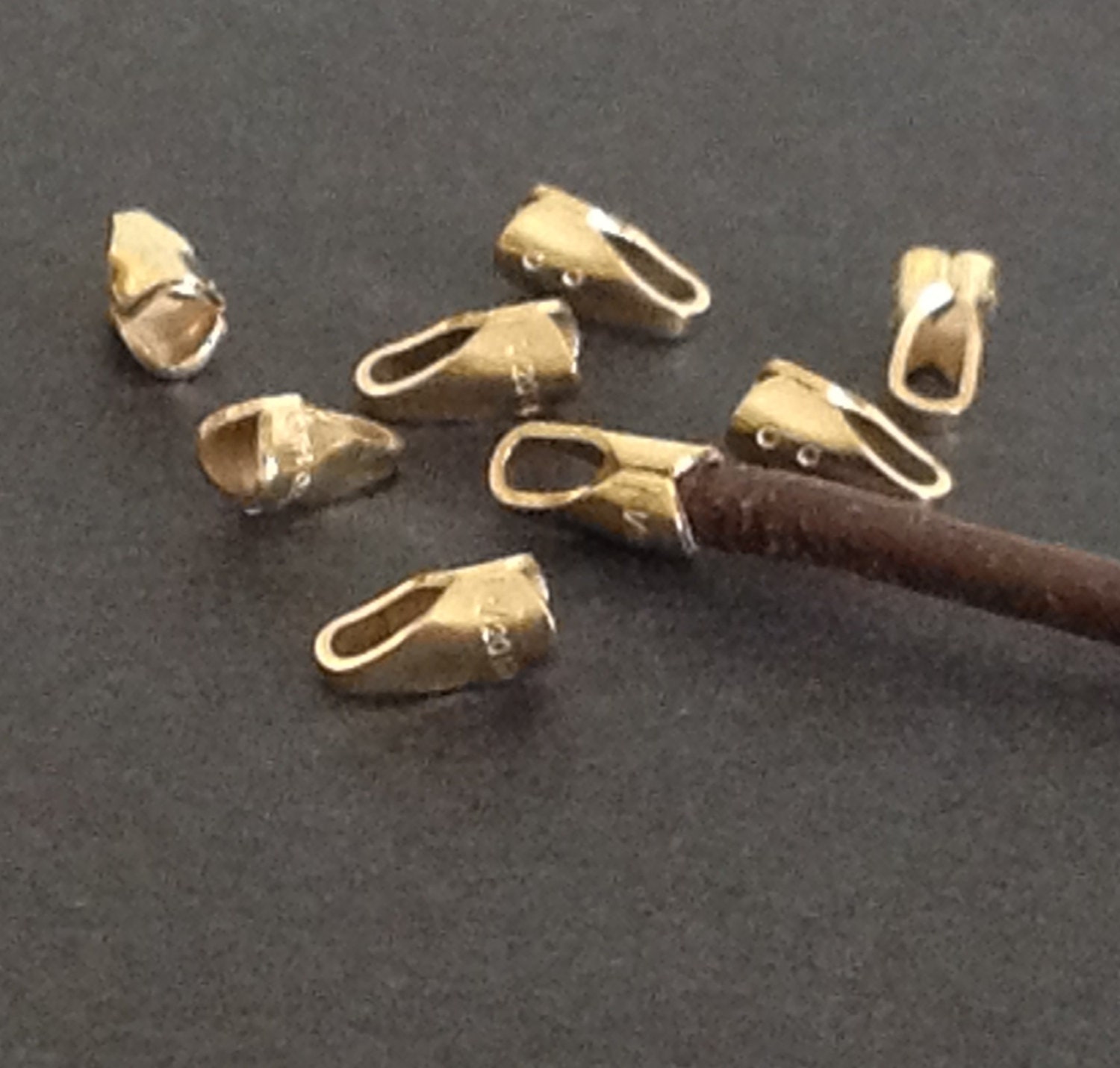 10  14Kt Gold Filled Endcaps with Loop  - For 1.5mm - 2mm Cord -Crimp End CR30