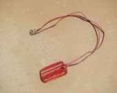 Red and Pink Glass Long Pendant Necklace