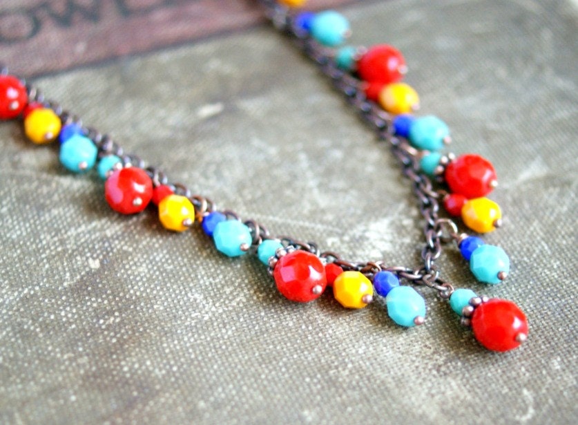 color carnivale beaded copper necklace
