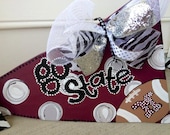 Mississippi State University Megaphone - door hanger - wooden sports door hanger