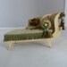 Antique dollhouse chaise longue in green by Jo Med.