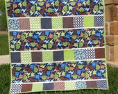 Dinsosaur Baby Boy Quilt Blue Green Brown Blanket Crib Bedding MADE TO ORDER