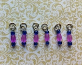Purple & Blue Pill Stitch Markers - Set of 6