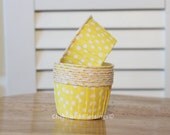 Cupcake Cups Liners Baking Cups Kids Birthday Party Baby Shower Wedding Yellow Polka Dots Candy Nut Paper Goods Dips Set of 20