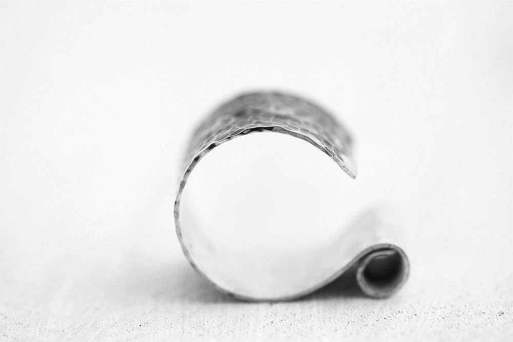 Hammered Silver Ring, wide silver band, adjustable silver ring, open silver ring