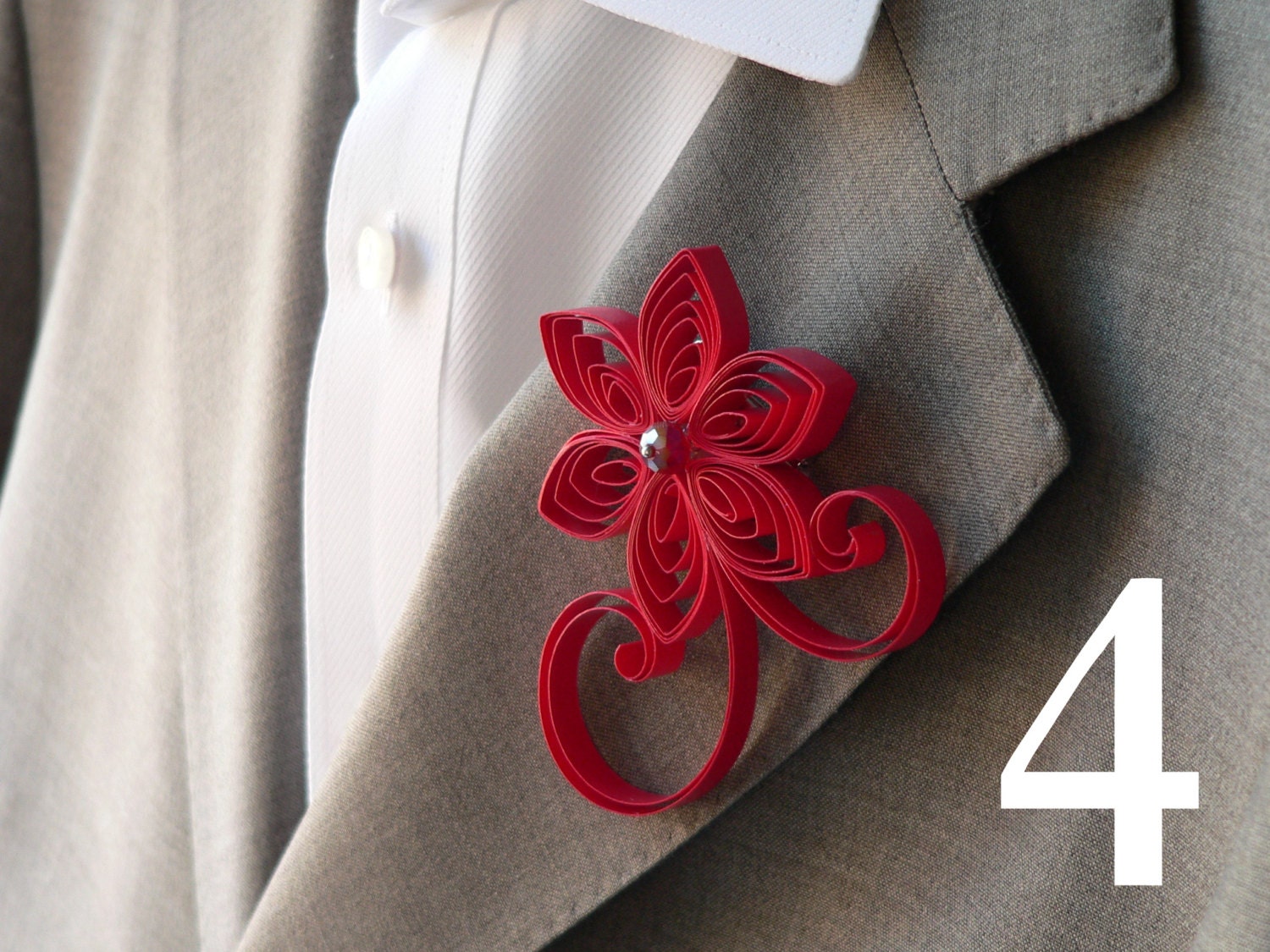 4 Custom Color Boutonnieres, Unique Flower Wedding Boutonniere for Groomsmen