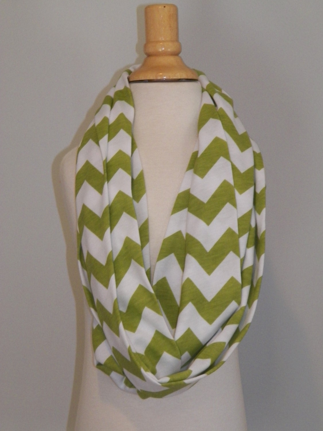 Chevron Infinity scarf chartreuse & white, ready to ship perfect for st. patricks day