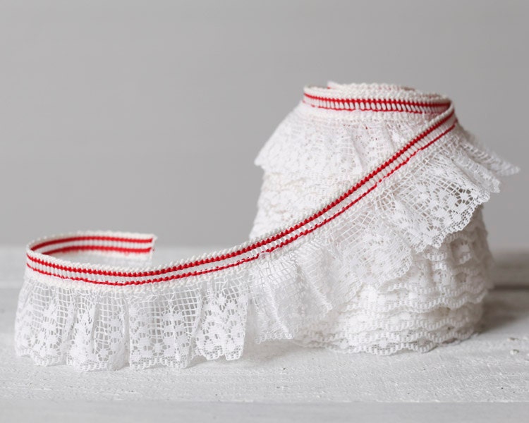 Vintage White Lace Ruffle, 14 Yard Roll, Entire Spool of Edge Trim