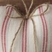 Rustic Heart Ornaments - Red French Country Stripe Plush Hearts, Set of 3