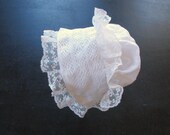 Vintage English Handmade Baby Bonnet with Lots of Lace
