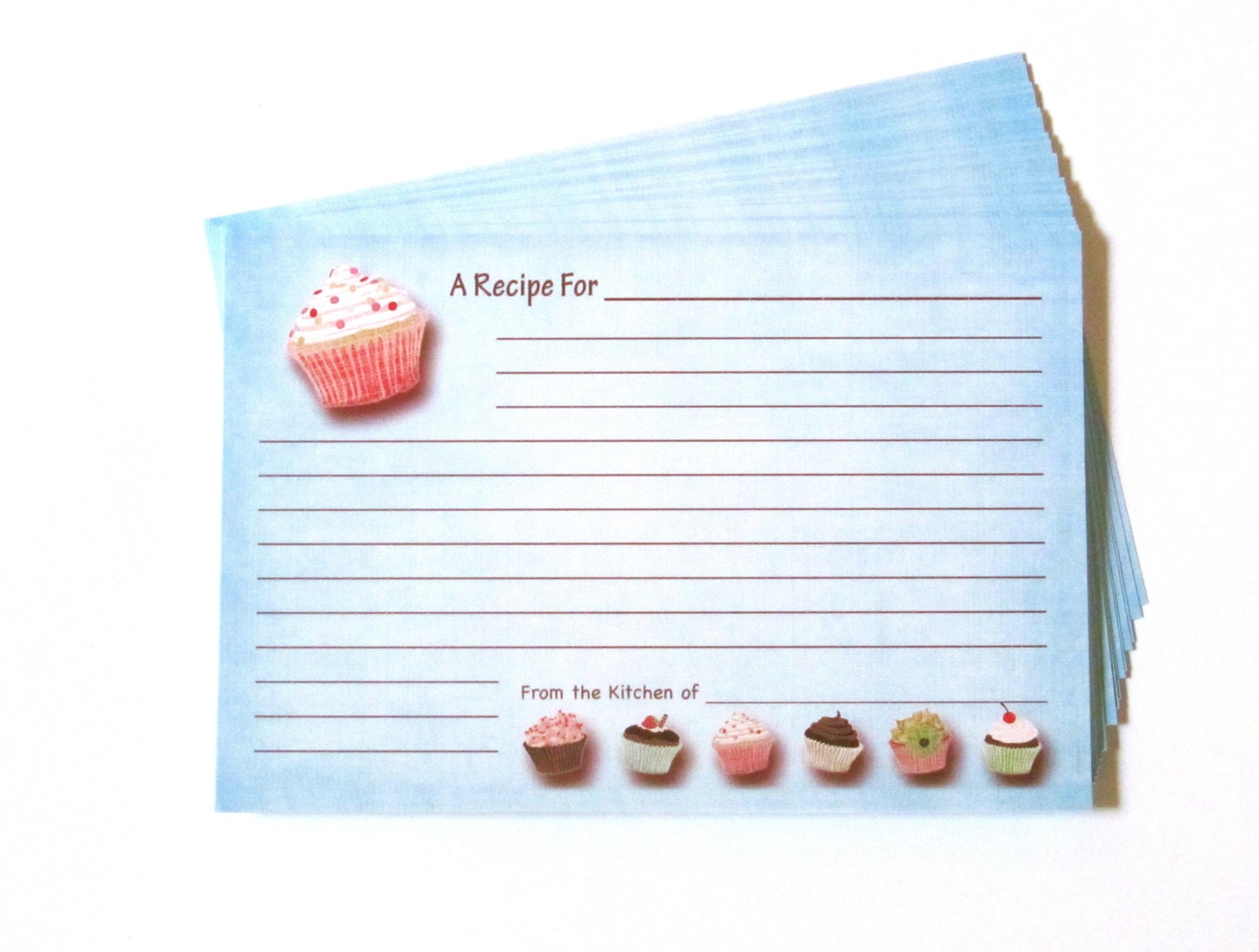 Recipe cards - Cupcakes - 4x6 inch - Set of 100 - DOUBLE SIDED - for bridal shower