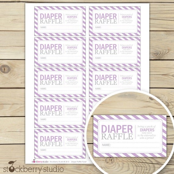 Lavender Baby Shower Diaper Raffle Tickets - Instant Download Il_570xn