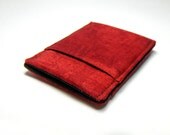 Thin, sleek wallet, mens, pouch in red etching