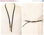 40% Off SALE Vtg Super Skinny Gold Buckle Leather Belt size M