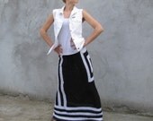 Hand crocheted Black and White  Skirt XS...S...M