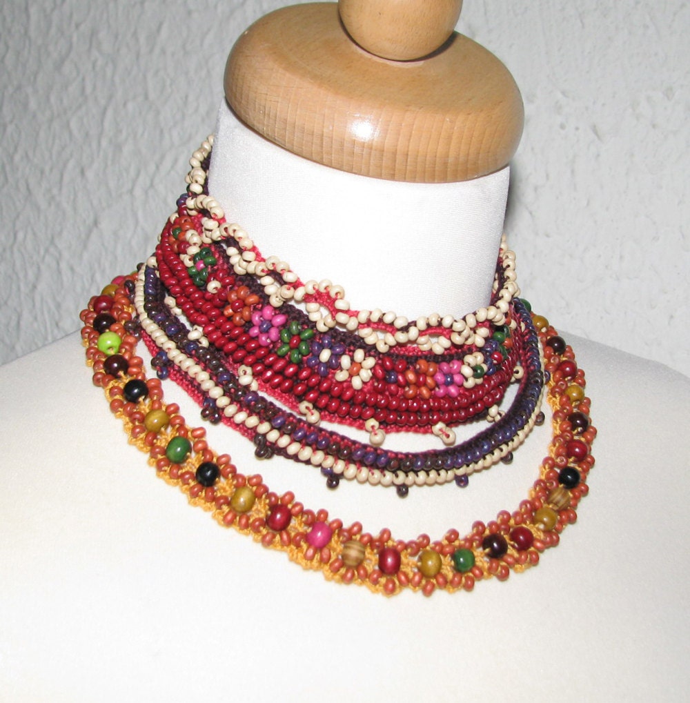 Jewelry / Necklaces Beadwork Free form crochet necklace choker