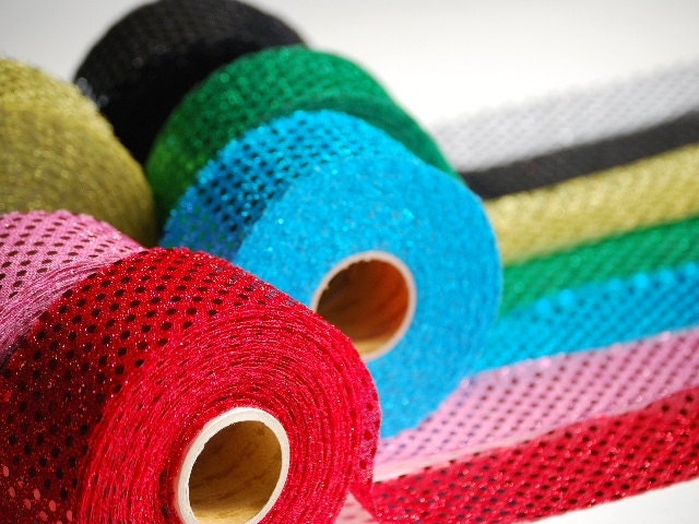 2 YDs x 2" Spangle Affixed Semi Transparent FLOWY Metalic Fabric Ribbon (7 Colors)