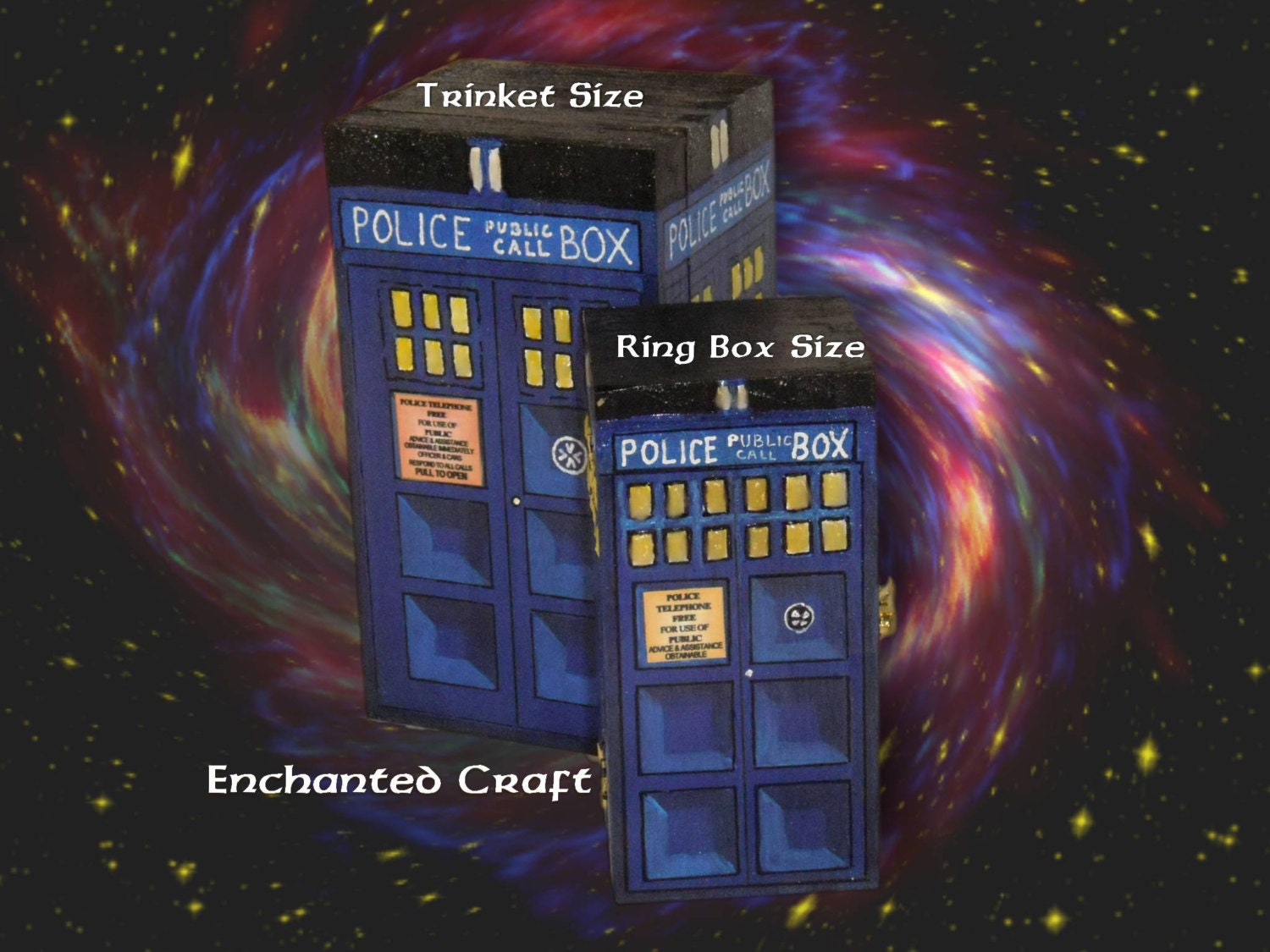Dr Who Tardis box OR ring box- hand painted wood- Personalize for free